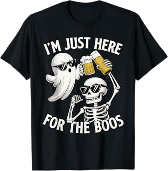 I'm Just Here For The Boos Funny Ghost Halloween Beer Party T-Shirt