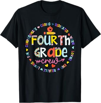 Back to School Fourth Grade Crew Teacher Squad Matching Team T-Shirt