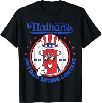 2025 Funny Nathans Famous 2025 Hot Dog Eating Contest T-Shirt