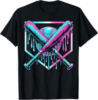 Baseball Drip For Boys Ice Cream Drip Youth Boys Baseball T-Shirt