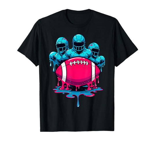 Ice Cream Football Linemen Drip Graphic Funny Game Day T-Shirt