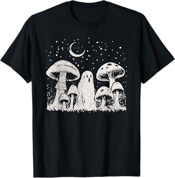 Halloween Mushroom Ghost Vintage Grunge 90 Aesthetic Graphic T-Shirt