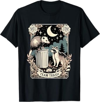 Team Trash Raccoon Possum Vintage Tarot Card Funny Racoon T-Shirt