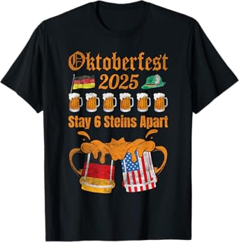 Oktoberfest 2025 6 Stein Apart Beer October Funny Drinking T-Shirt