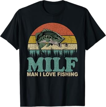 Vintage MILF-Man I Love Fishing Funny Fishing Tee Fisherman T-Shirt