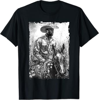 Black Cowboy Western Rodeo Melanin Black Men T-Shirt