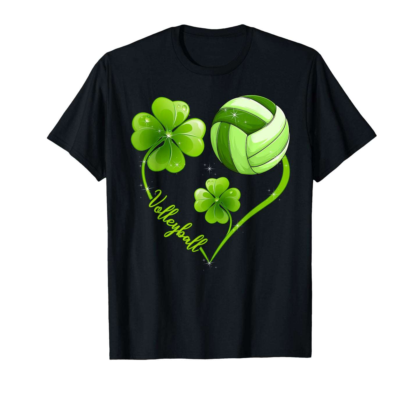 Funny Volleyball Lover Shamrock Leaf Heart St Patrick's Day T-Shirt