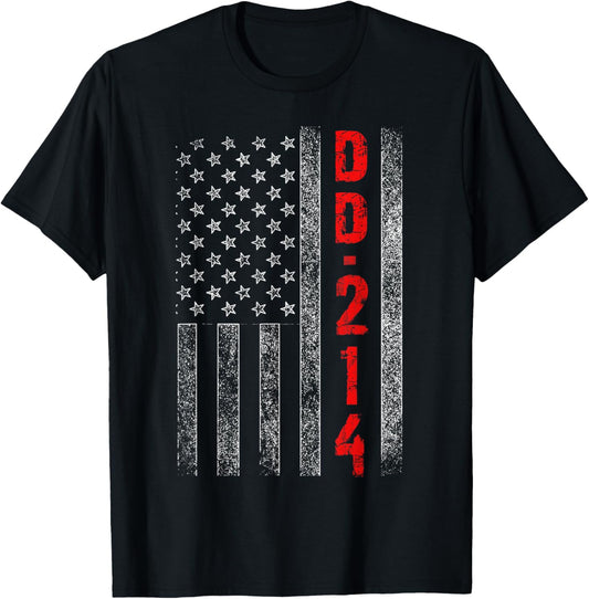 DD-214 US Alumni American Flag Vintage Veteran Patriotic T-Shirt