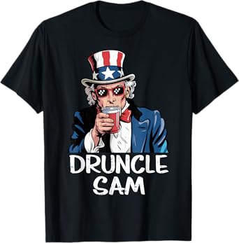 Druncle Same Funny Uncle Sam Beer Drinking USA 4th Of July T-Shirt