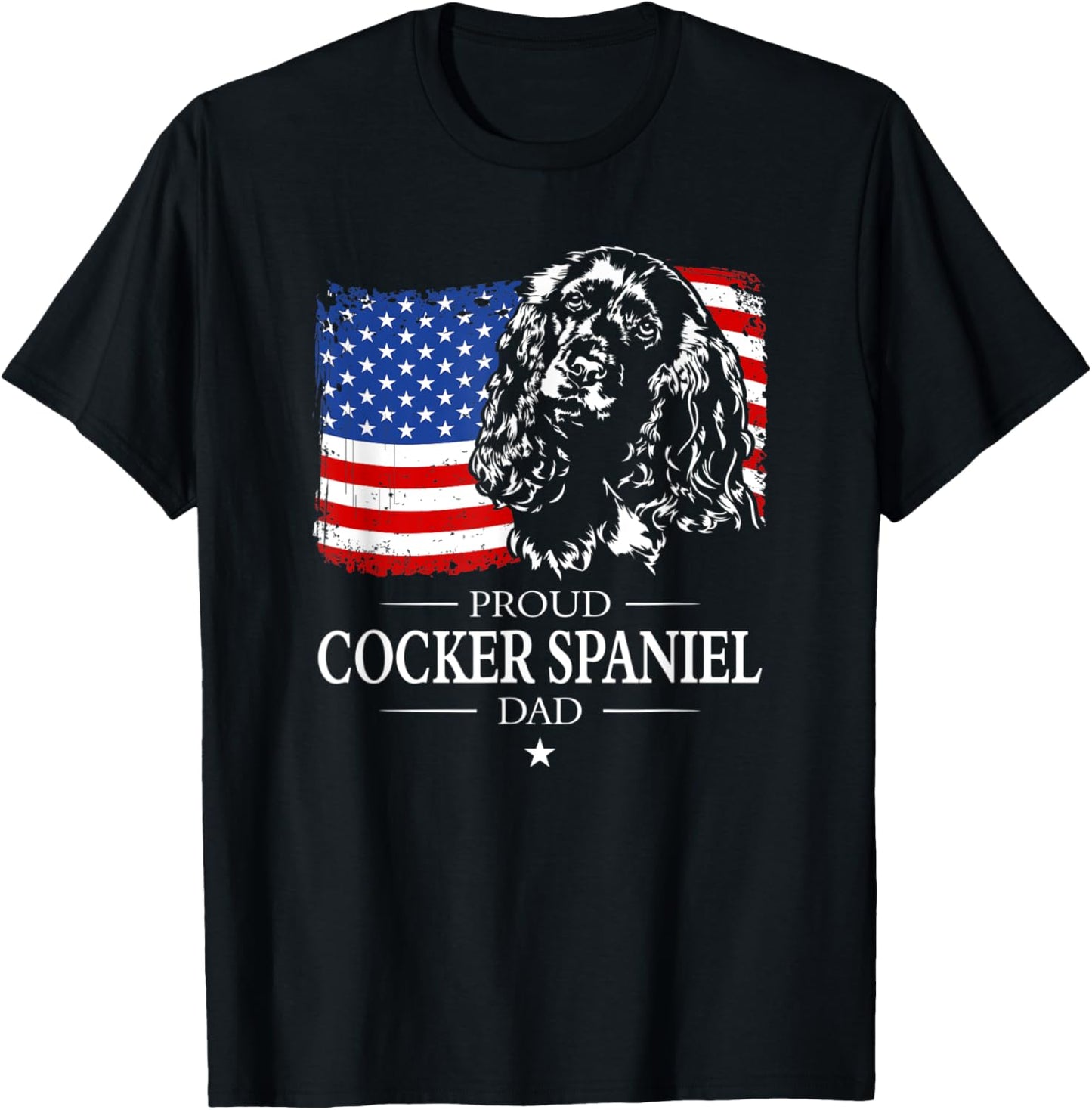 Mens Proud Cocker Spaniel Dad American Flag patriotic dog gift T-Shirt