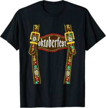Lederhosen Suspenders Tee Oktoberfest Bavarian Munich Beer T-Shirt