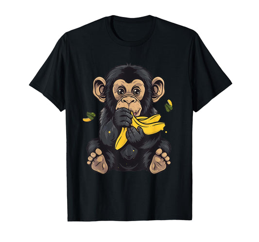 Banana Monkey Bananas Fruit Cute Monkey Wildlife Drawing T-Shirt