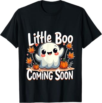 Little Boo Funny and Cute Halloween Pregnancy Announcement T-Shirt