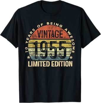 Vintage 1955 Limited Edition 70-Year-Old Gifts 70th Birthday T-Shirt