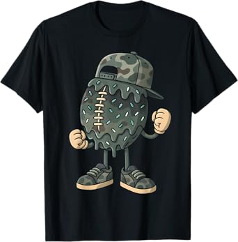 Football Drip Camo Boys Football Ice Cream Youth Game Day T-Shirt