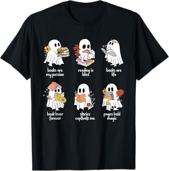 Halloween Books Are My Passion Ghost Reader Spooky Season T-Shirt