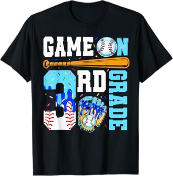 3rd Grade Back To School Baseball Drip Ice Cream Game On T-Shirt