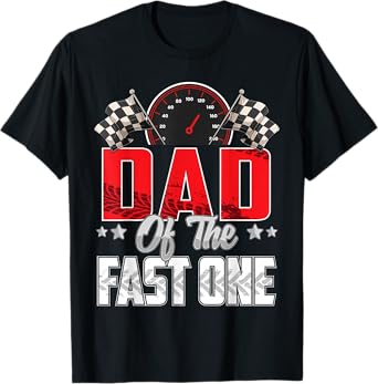 1 year old racing car fast one birthday 1st Family Dad T-Shirt