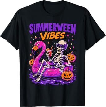 Summer Halloween Skeleton Costume, Spooky Summerween T-Shirt
