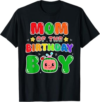 Mom of The Birthday Boy Funny Melon Family Party Matching T-Shirt