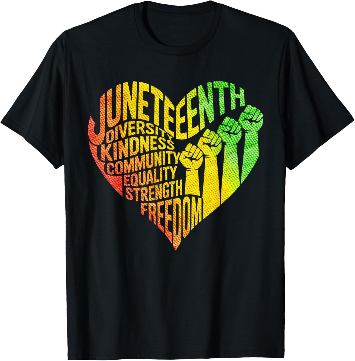 Tie Dye Juneteenth Heart Fists Black History African Melanin T-Shirt
