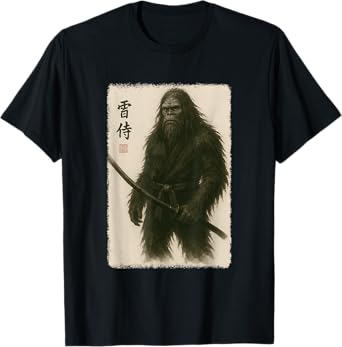 Samurai Bigfoot Funny Vintage Japanese Graphic Art T-Shirt