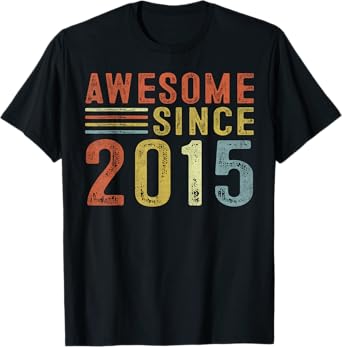 Awesome Since 2015 9th Birthday Retro 9 Years Old Boy Mens T-Shirt
