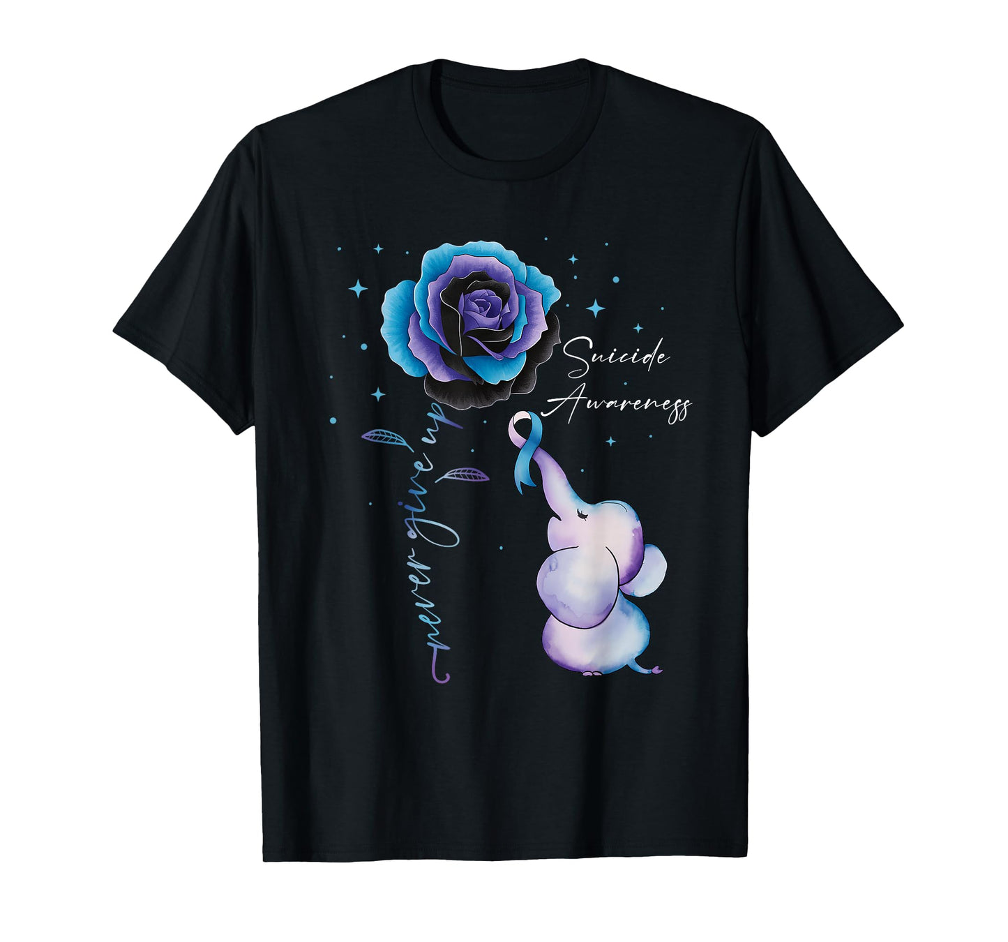 Suicide Prevention Awareness Elephant Sunflower Teal Purple T-Shirt