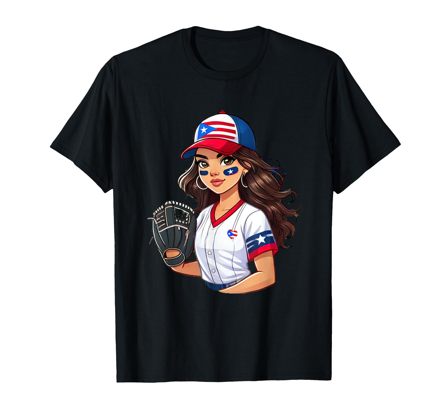 Puerto Rico Softball Womens Baseball Boricua Flag Girl Cool T-Shirt