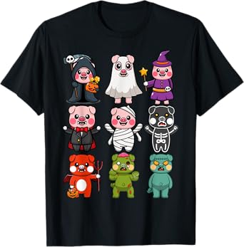 Pig Spooky Ghost Witch Boo-Jee Horror Pumpkin Pig Halloween T-Shirt