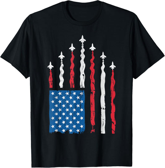 4th Of July Patriotic Red White Blue Usa Flag Fighter Jets T-shirt
