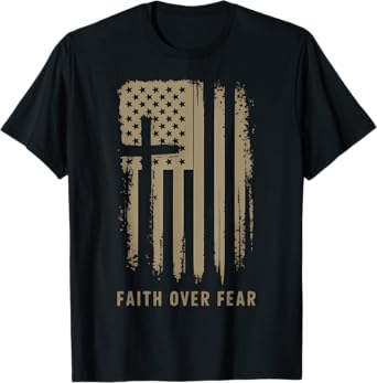 Faith Over Fear Christ Is King Vintage American Flag T-Shirt