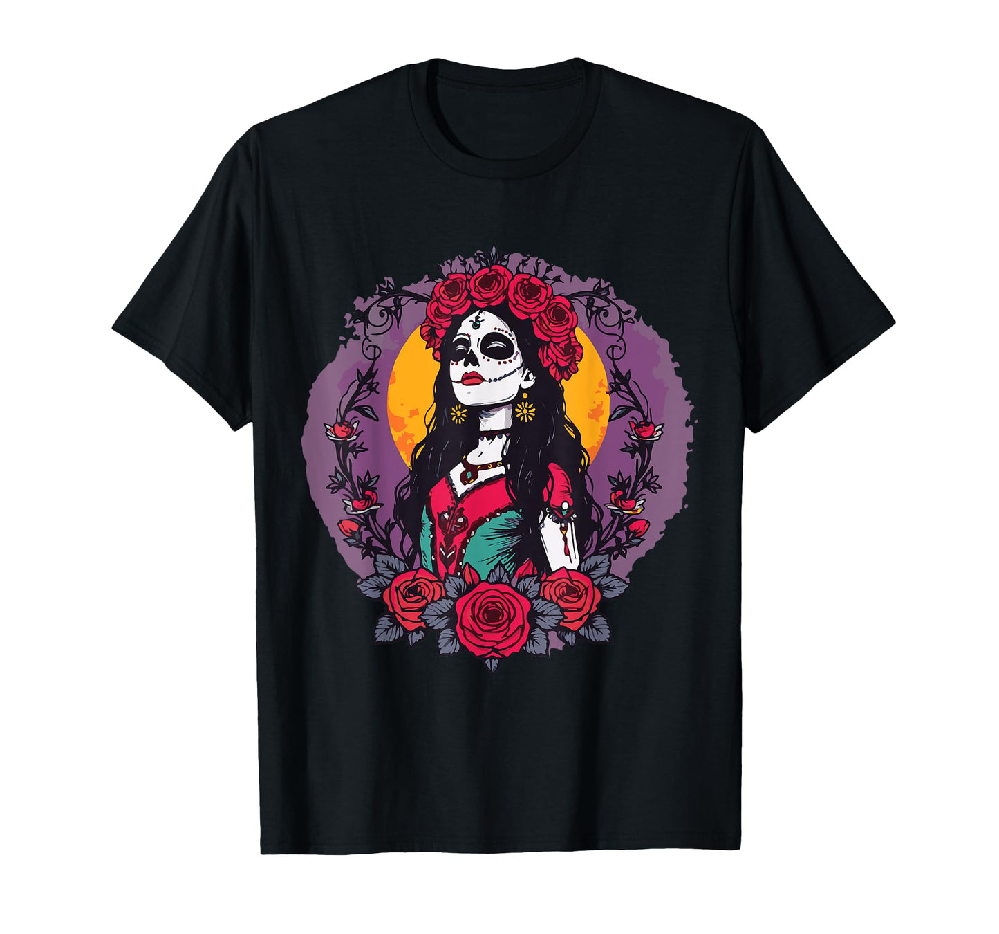 La Catrina Skull Dia de Los Muertos T-Shirt