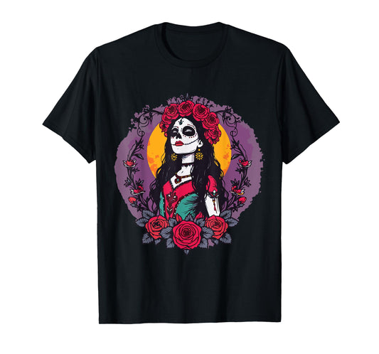 La Catrina Skull Dia de Los Muertos T-Shirt
