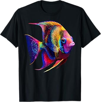 Colorful Angelfish Aquarium Fish Lover For Men Women Black T-Shirt