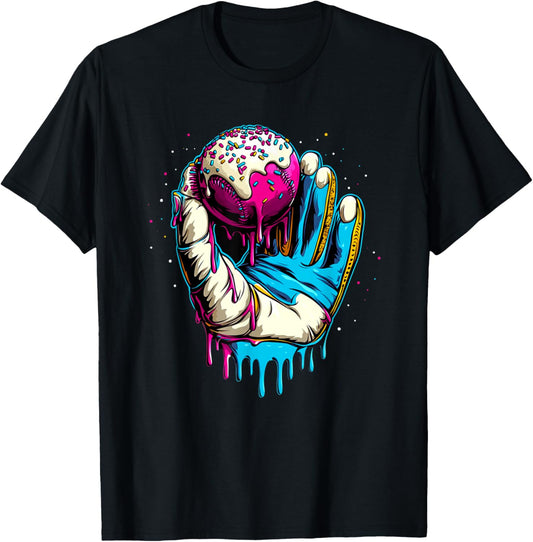 Baseball Drip For Boys Ice Cream Drip Boys Baseball Glove T-Shirt