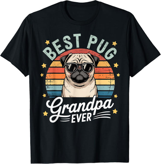 Best Pug Grandpa Ever Pug Grandpa Vintage Farthers Day T-Shirt