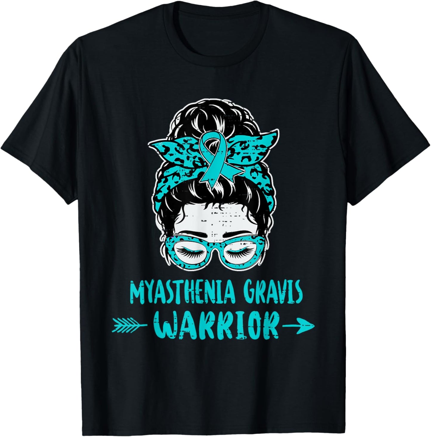 Womens Myasthenia Gravis Awareness Teal Ribbon MG Warrior T-Shirt