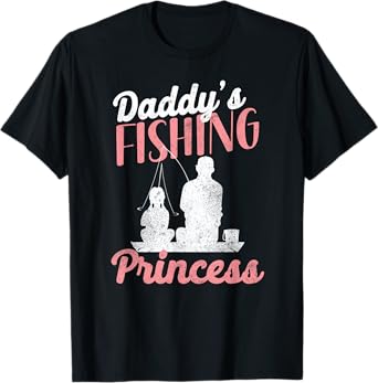 Fishing Fisherman Fisher HD0 Fishing Princess Daddy Daughter T-Shirt - Unisex-Adults - Black - Short Sleeve - Small