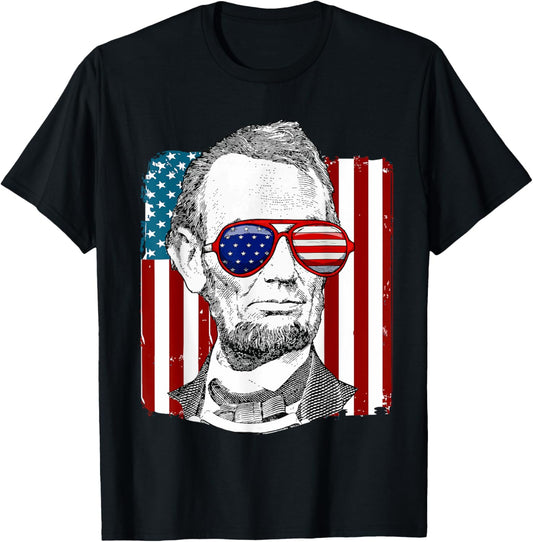 America USA Abe Lincoln 4th of July Men Boys Gift Tee T-Shirt