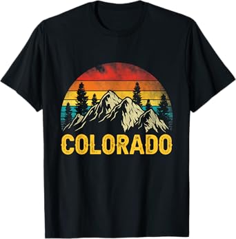 Colorado Flag Mountains Retro Vintage Distressed Graphic T-Shirt