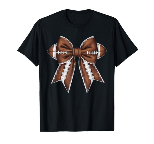 Coquette Bow Funny Football Lover Game Day Football Mom Life T-Shirt