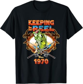 50th Birthday Fishing Shirt Keeping It Reel Since 1970 Mens T-Shirt