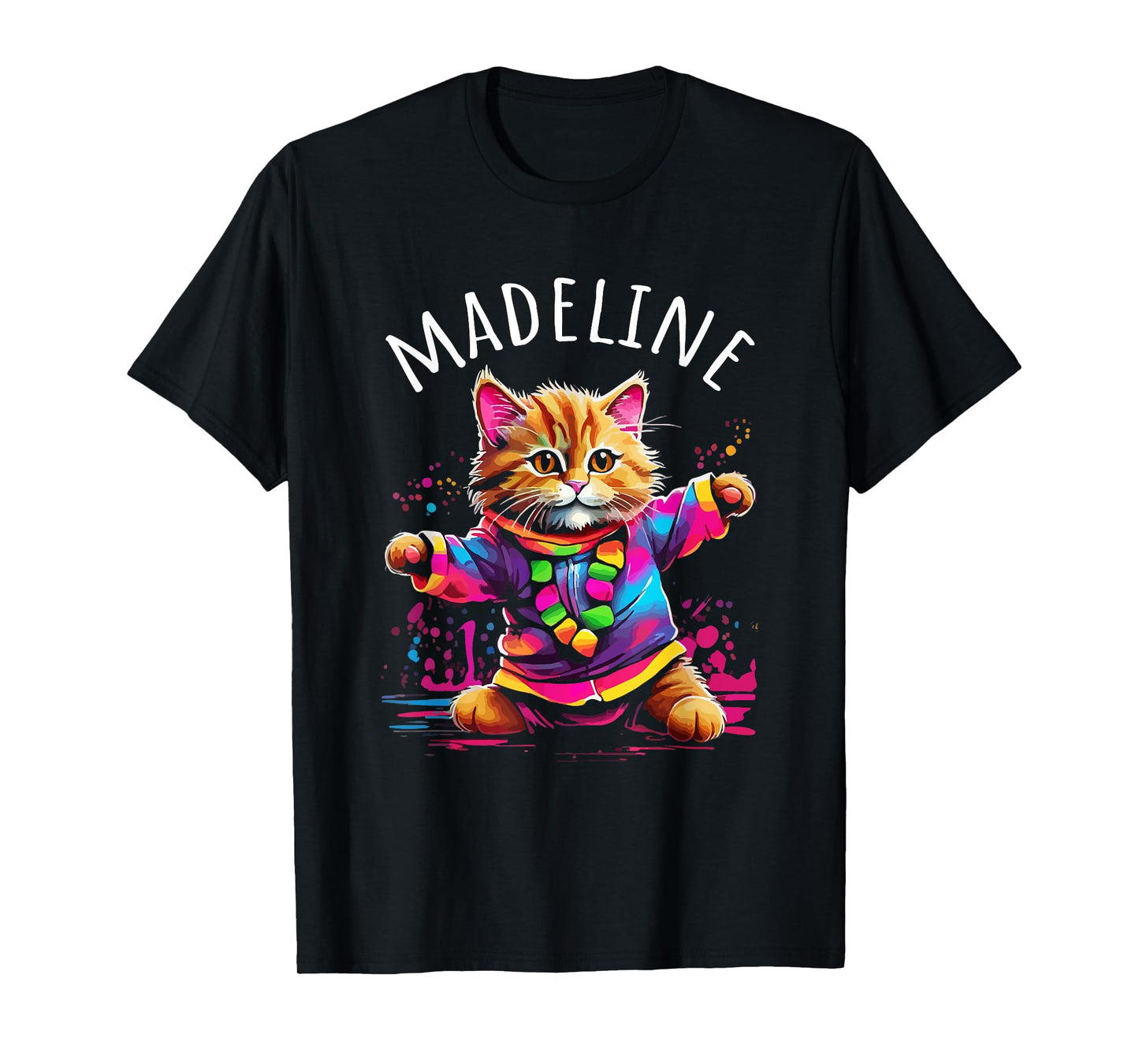 Madeline Dancing Kitty Cat Design for Girls Name Madeline T-Shirt