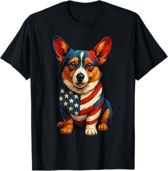 Corgi Patriotic Fourth Of July American Flag Men Women T-Shirt