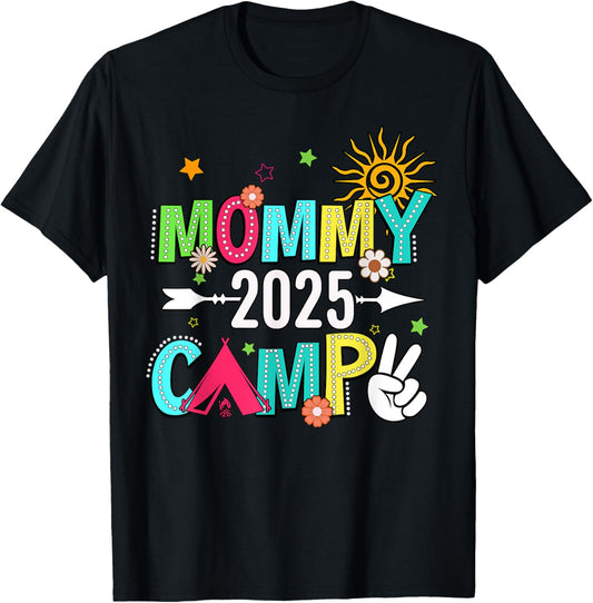 Mommy Camp 2025 Family Vacation Summer Camping Crew Kids T-Shirt