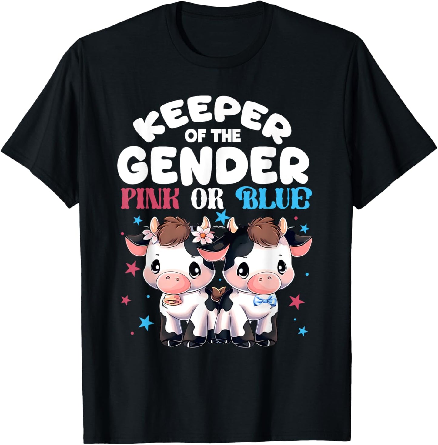 Keeper Of The Gender Cow Print Gender Reveal Decorations T-Shirt