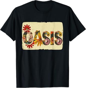 Colorful Oasis Statement with Flowers T-Shirt