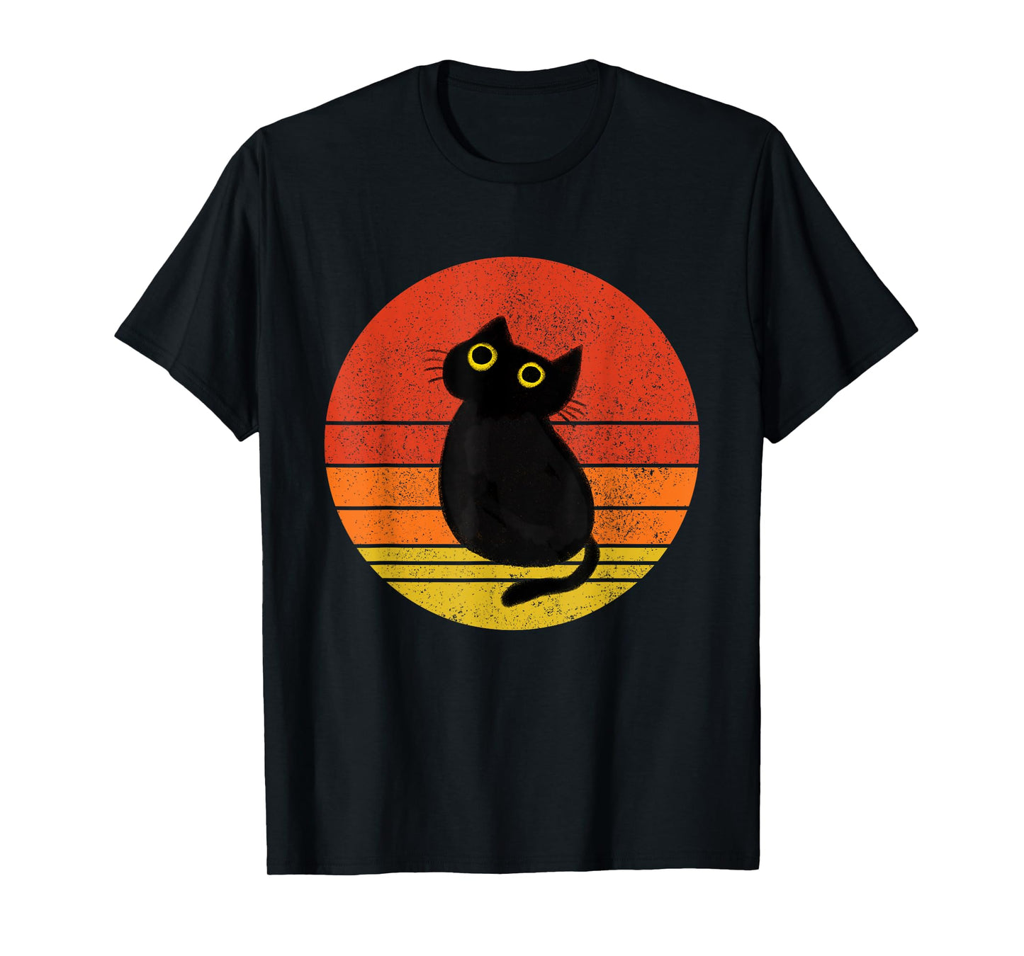 Cute Black Cat Vintage Sunset Cat Lover Cat Owner T-Shirt