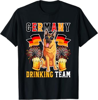 Germany Drinking Team Funny German Shepherd Sunglasses Beer T-Shirt